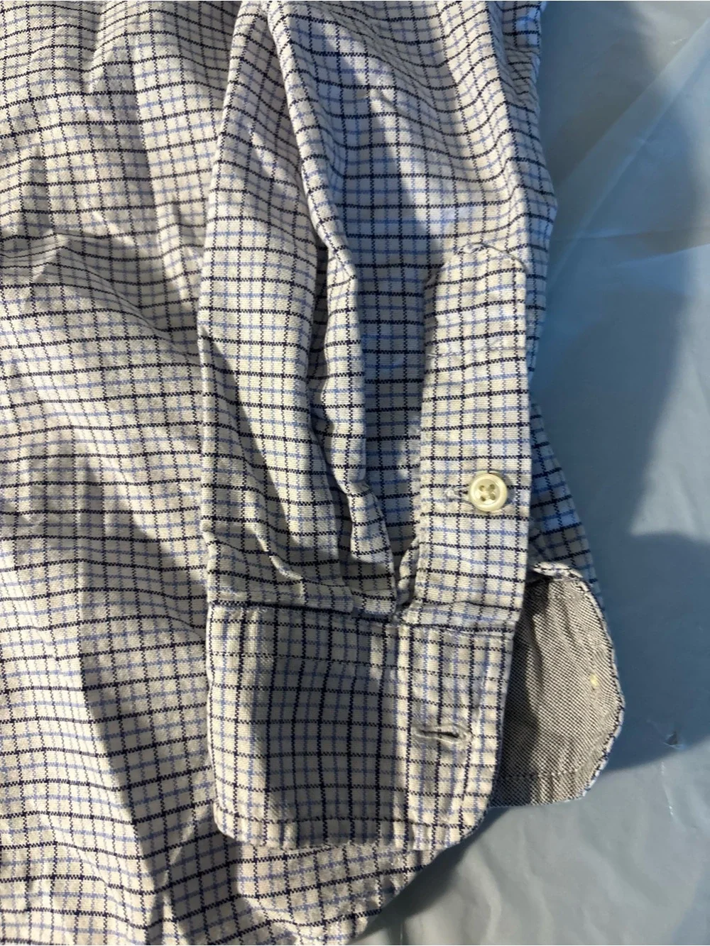 Ralph Lauren White and Navy Grid Button-Down Shirt